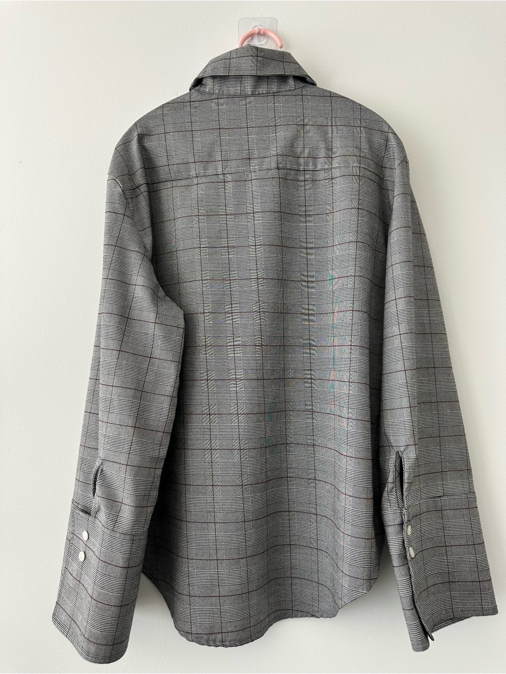 New Revival Women’s Oversized Plaid Belted Button Down Shirt Gray Size M - Picture 3 of 16
